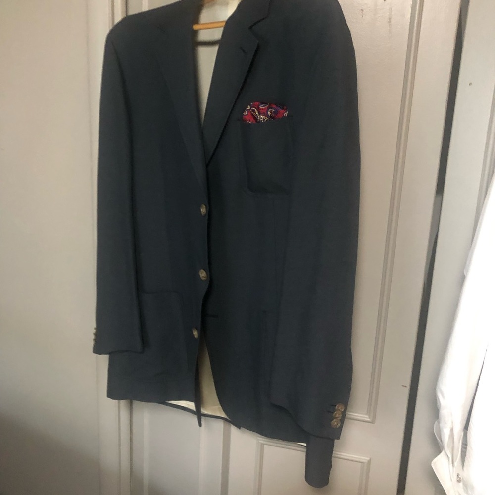 Navy Blue Linen Blazer, 55% Linen 45% Poly .